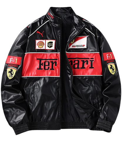 AeroVintage 90s Italian Leather Racing Jacket – Classic Red edition, view 2