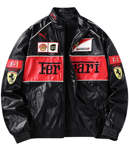 AeroVintage 90s Italian Leather Racing Jacket – Classic Red edition, view 2
