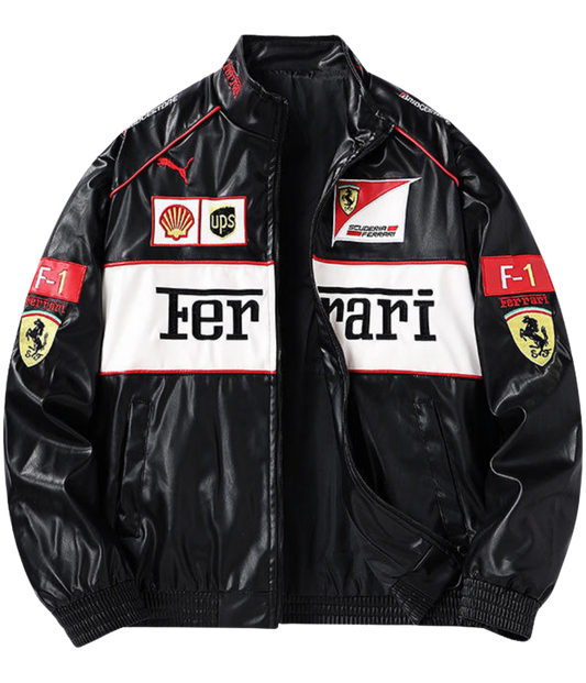 AeroVintage 90s Italian Leather Racing Jacket – Classic White edition, view 1