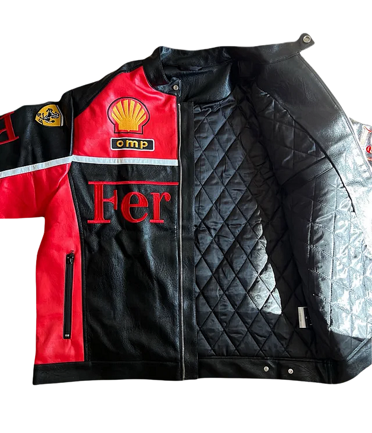 AeroVintage Red & Black Chevron Leather Racing Jacket – vintage motorsport jacket, view 3