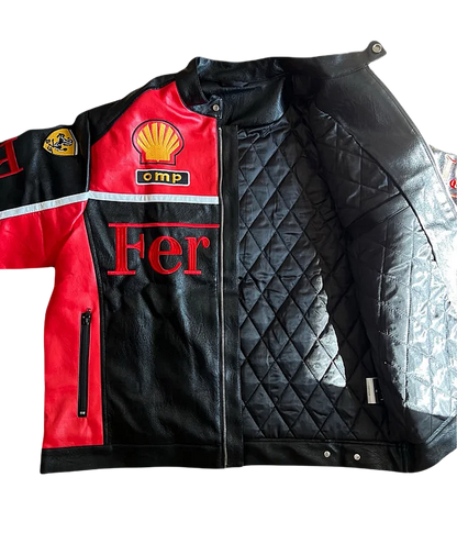 AeroVintage Red & Black Chevron Leather Racing Jacket – vintage motorsport jacket, view 3