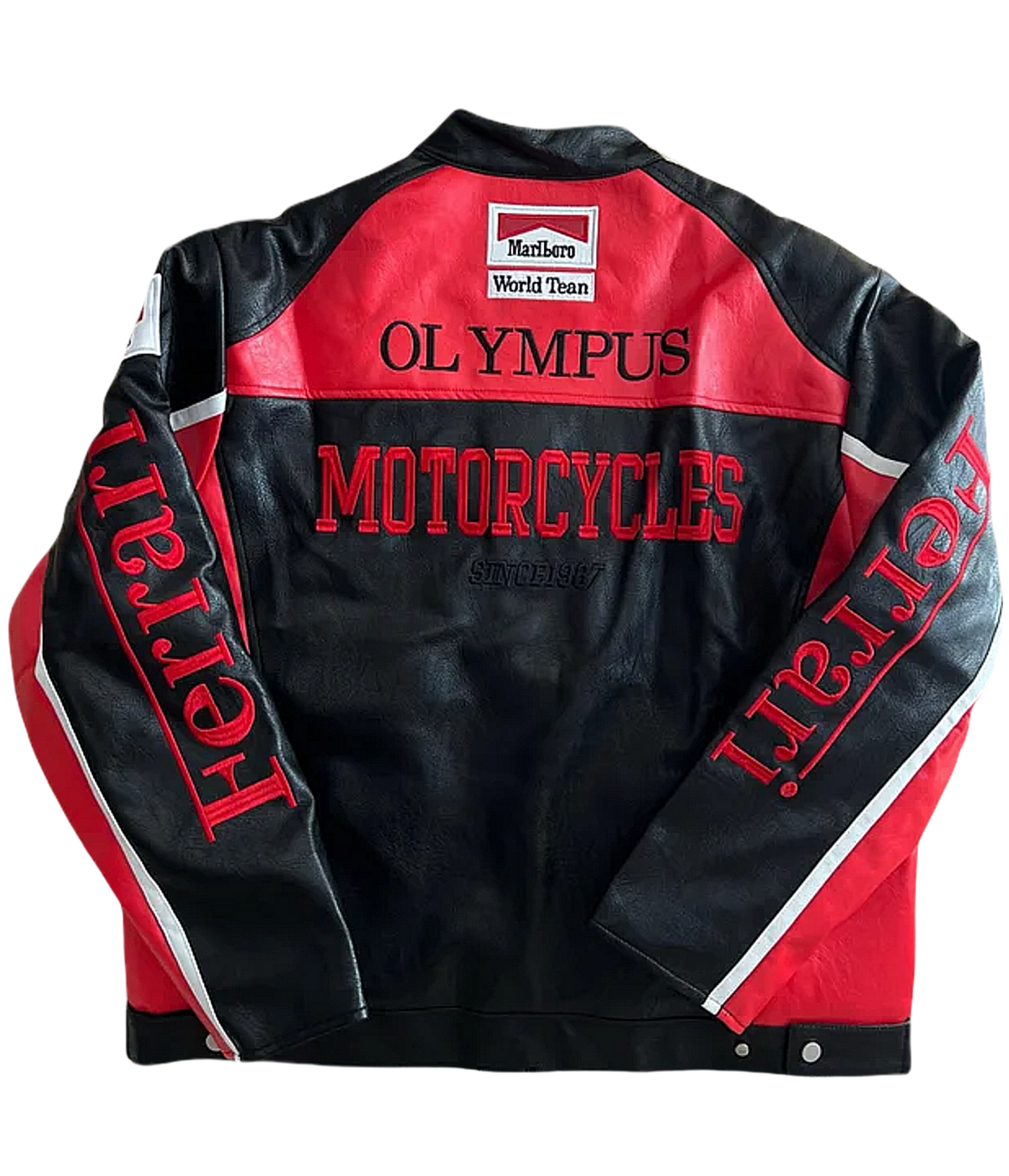 AeroVintage Red & Black Chevron Leather Racing Jacket – vintage motorsport jacket, view 1