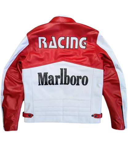 AeroVintage Red & White Chevron Leather Racing Jacket – vintage motorsport jacket, view 1