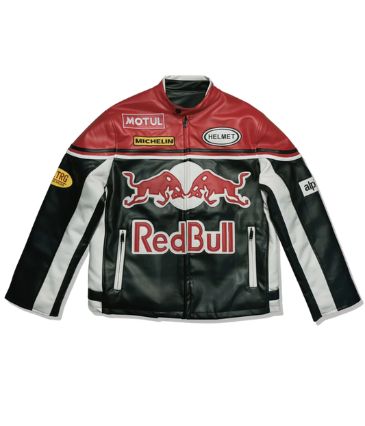 AeroVintage Red & Black Leather Team Racing Jacket – Padded Red & Black edition, view 2