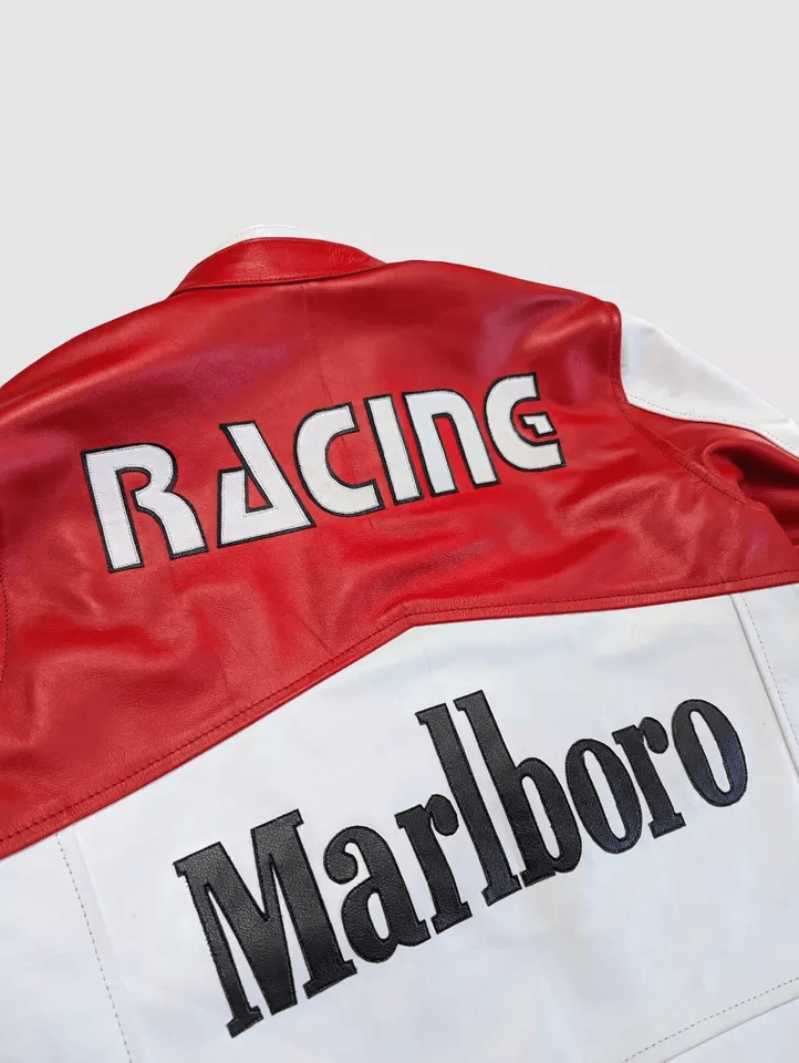 AeroVintage Red & White Chevron Leather Racing Jacket – vintage motorsport jacket, view 4